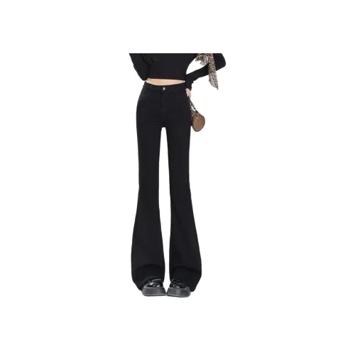 ACHIEVE ACHV Черный Цвет Длинный Брюки Женские Джинсы