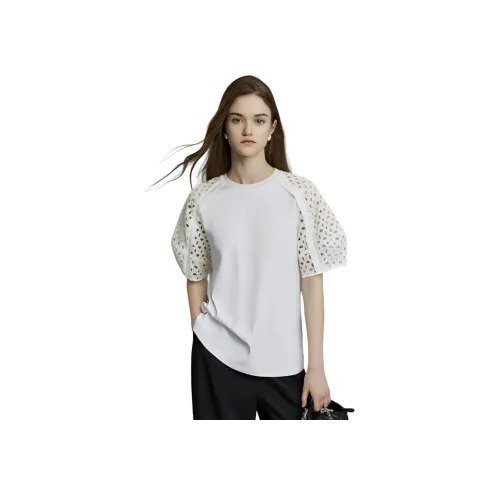 ELLE Рукав буф T Рубашка Женская Белая