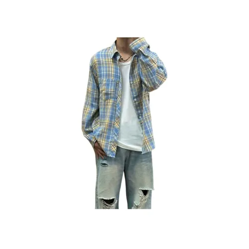 TANGQI Желтая клетка Унисекс Рубашки