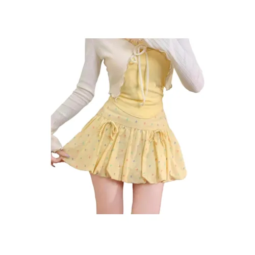 YEARNED Повседневные короткие юбки Женские Желтые