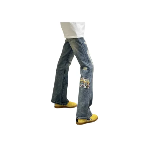 SAGP Многоцветный Брушированный Синий Унисекс Джинсы