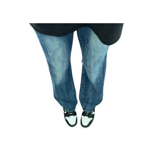 GANGZAI Винтажные синие унисекс джинсы