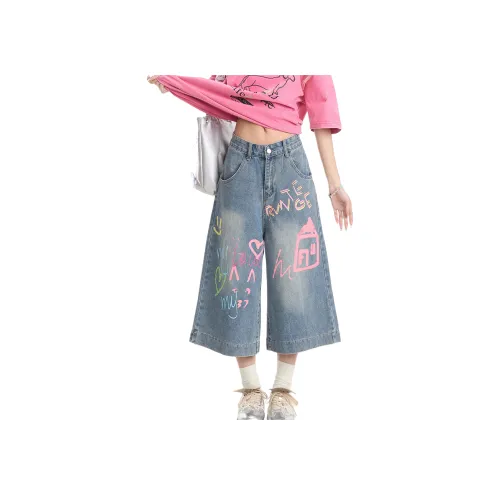 MENING Denim с принтом женские джинсовые шорты