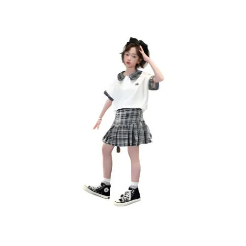 Детский Genius Pooh Женский Летний Модный Клетчатый Платье Одежда Наборы