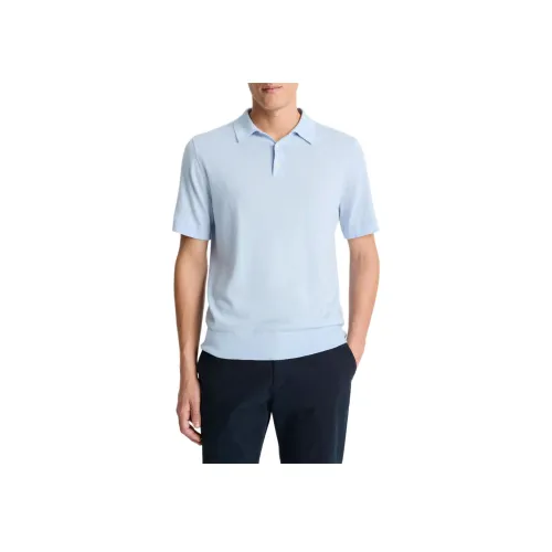 VINCE Light Blue Men's Polo Shirt VINCE Светло-голубая мужская поло рубашка