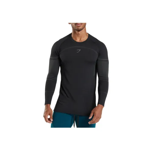 GYMSHARK 315 Длинный рукав Т-рубашка Т-рубашка Мужская Черная