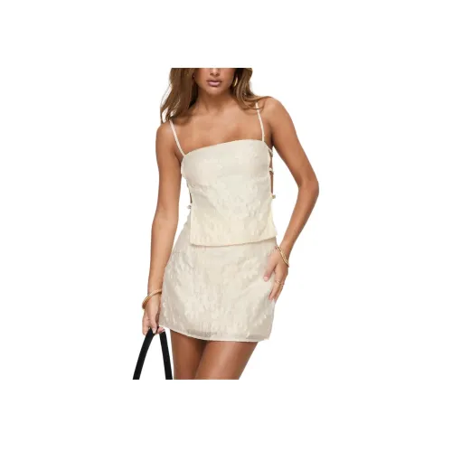 PRINCESS POLLY Цветочный Жаккард Мини Набор Комплект с Юбкой Женские Кремовый Кремовый