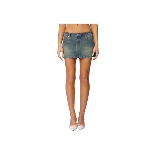 Edikted Tristan Washed Denim Mini Skirt Джинсовые короткие юбки Женские