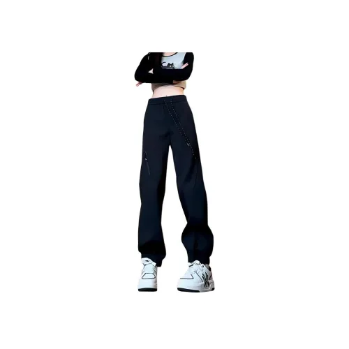 NOWSTIME Чернильно-черные унисекс повседневные брюки