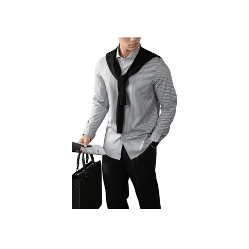 PERDONTOO Длинный рукав Классическая полосатая рубашка Мужская