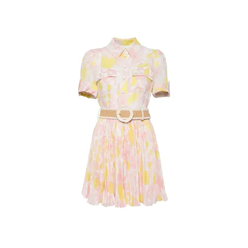 Zimmermann SS24 Короткий рукав Платье Женское Розовое