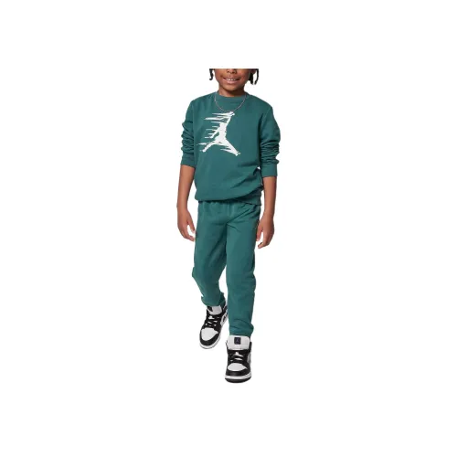 Jordan MJ Flight MVP Little Kids' 2 предмета флисовый CREW SET Повседневная спортивная одежда Oxidation Зеленый Дети 3-7 лет