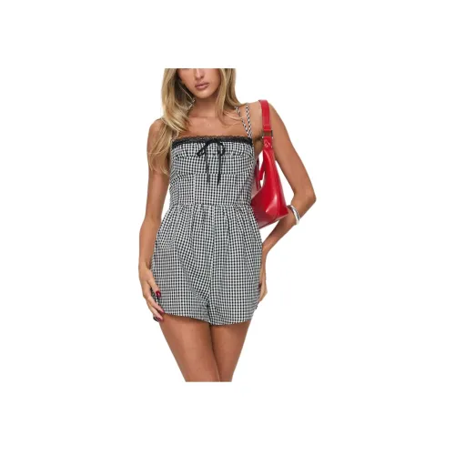 PRINCESS POLLY TRYNIA Комбинезон Черный Комбинезон Женский GINGHAM Черный Белый Клетка