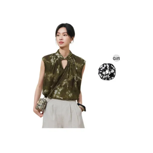 SHUXI Болото Свечение Зеленый Женские Шифоновые Рубашки