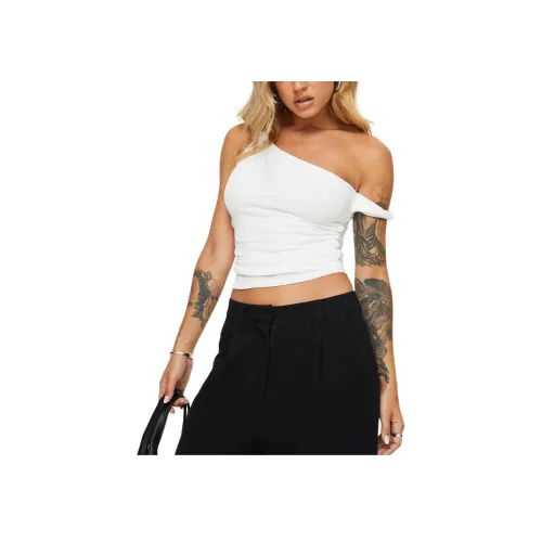 PRINCESS POLLY Почтальон Одно плечо Топ Майка Женская Белый Белый