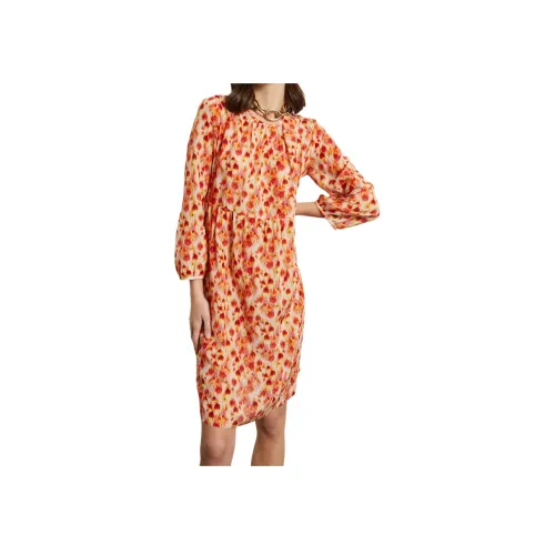 MaxMara Длинное платье с длинными рукавами женское оранжево-красный персиковый