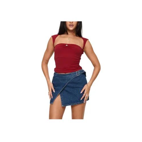 PRINCESS POLLY WAIT Вверх Деним WRAP Мини Юбка Джинсовые Короткие Юбки Женские MID WASH Средний Стираемый