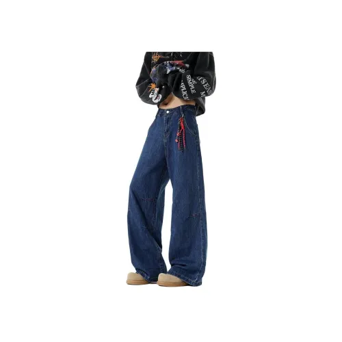 WANCHAO CP Темно-синий Унисекс Джинсы