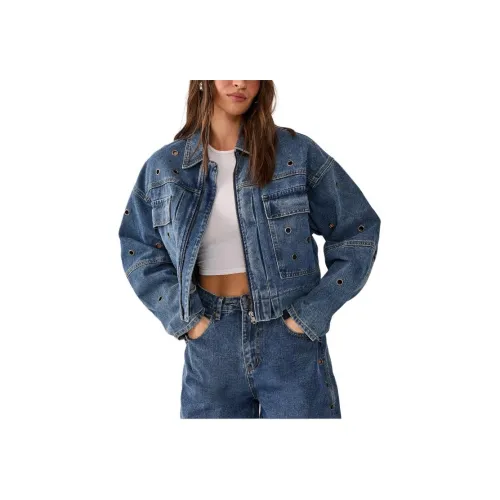 NASTY GAL Люверс Utility Zip Through Denim Jacket Denim Jacket Женская
