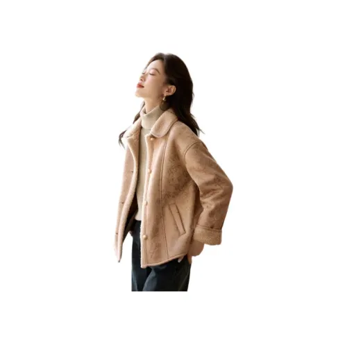 Mo Han Yi Mei Куртки Пальто Женские Абрикос