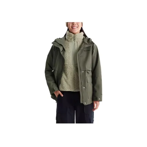 Columbia совместный бренд Поход Водонепроницаемый Дождезащитный Ветрозащитный Ветровка Женские Зеленый