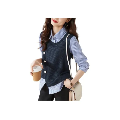 Mo Han Yi Mei Рубашка Женская Темно-синяя