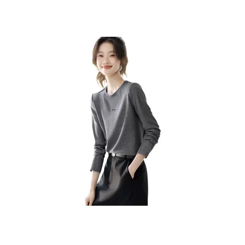 MOHANYIMEI Серебристо-серые Женские T-рубашки