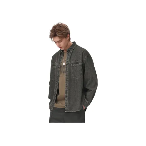 Madcloud DARKSKY/Джинсовый серый Черный мужские рубашки