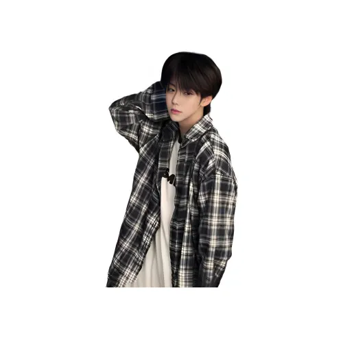 PODGORNOI Темно-синяя клетка Мужская рубашка