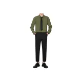 Армейский зеленый топ, черные штаны, комплект одежды