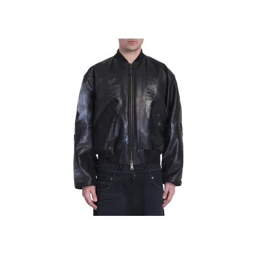 Balenciaga Кожа Куртка Свободного кроя Мужская Черная