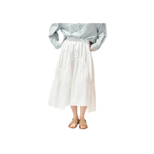 ZIMO Повседневный Длинный Юбка Женская Натуральный Белый