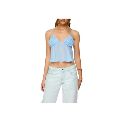 Edikted Рюш Прозрачный Шифон Babydoll Майка Топ на бретелях Женские