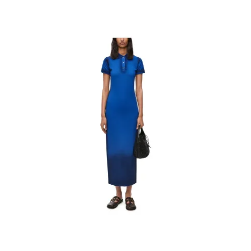 LOEWE Blue Женские Короткие Платья с Рукавами