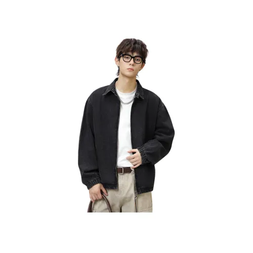 AOPAISHARK Деним Выстиранный Черный Унисекс Куртки