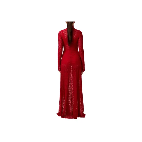 NAKED WARDROBE Red Женские Длинные Платья с Рукавами