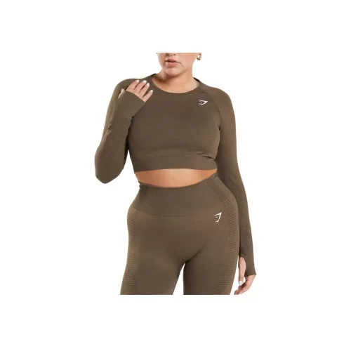 GYMSHARK T-рубашка Женская Эспрессо Грязно-серый Рок