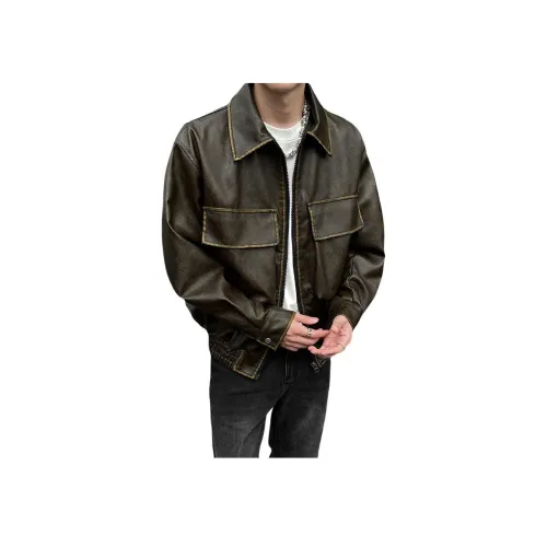 WKOOG Коричневый Унисекс Кожаные куртки