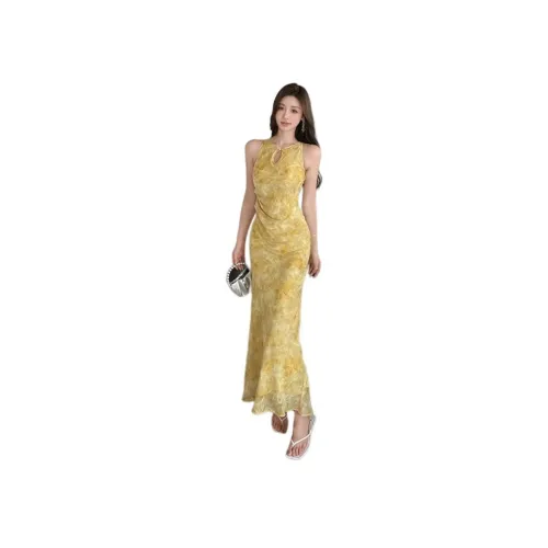 ZVJH Golden Marigold Женские Платья без рукавов