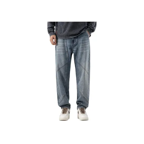 PRPK Лето Джинсы Конический Прямой крой Унисекс