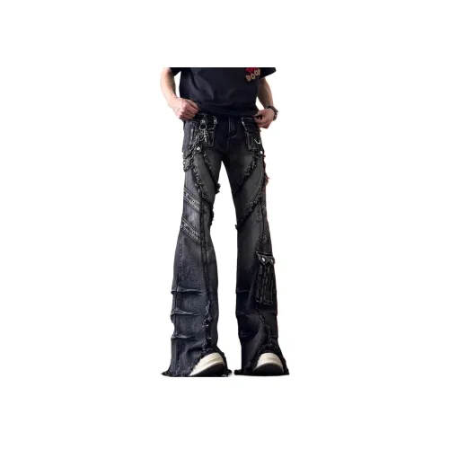 MORii Черный Серый Цвет Унисекс Джинсы