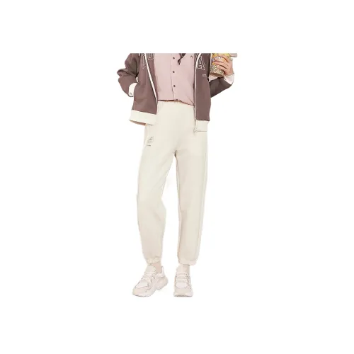 QIAODAN Sports Life Collection SS25 Вязаные спортивные брюки женские кремово-белый