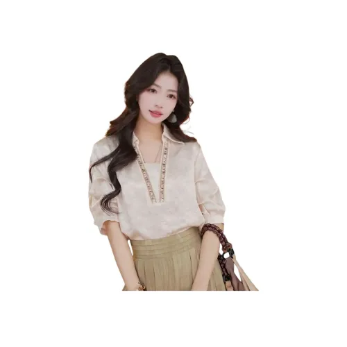 SIXUSICHOU Абрикосовый Желтый Женские Рубашки