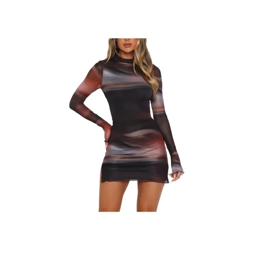 WHITE FOX Fatal Attraction Пустыня Ombre Длинный рукав Платье Женское