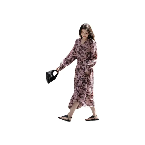 【Dme】 Длинное платье с длинными рукавами женское