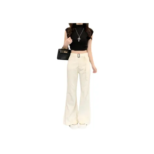 SHUHAOBAI Ecru Женские Джинсы