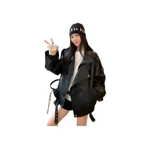 MORii Черные Женские Кожаные Куртки