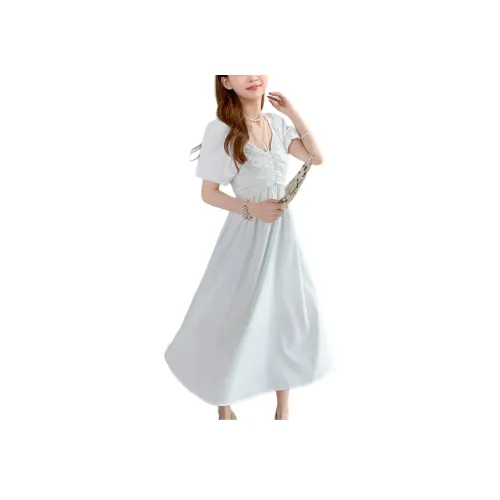 Juden Choi Короткий рукав Платье Женское Белое