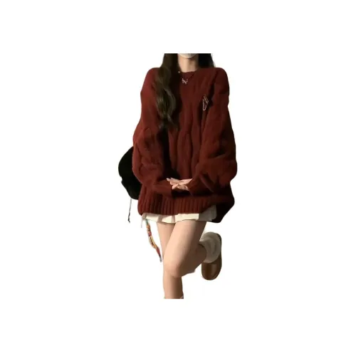 Mu Qingqing Красный Вязаная Ткань Свитер + Белая Юбка с Рифленкой Два Предмета Комплект Женские Юбочные Комплекты