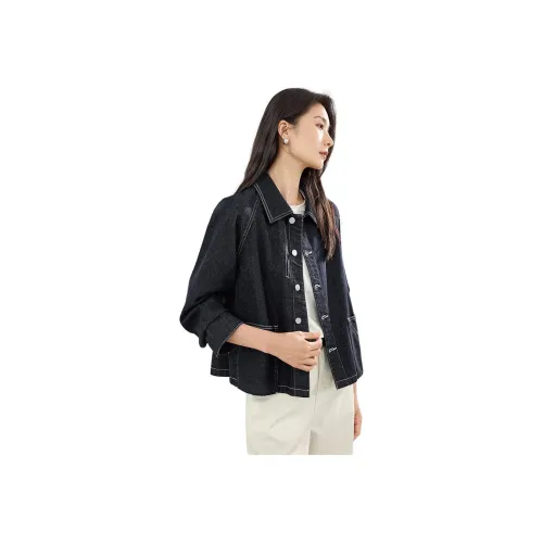 IHIMI Темно-синий деним Женские Джинсовые куртки